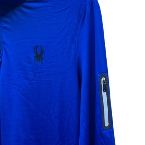 Spyder NWT Shirt Men's Mock Neck Long Sleeve Active Pro Web Blue Stretch Sz Lrg - Picture 15 of 16